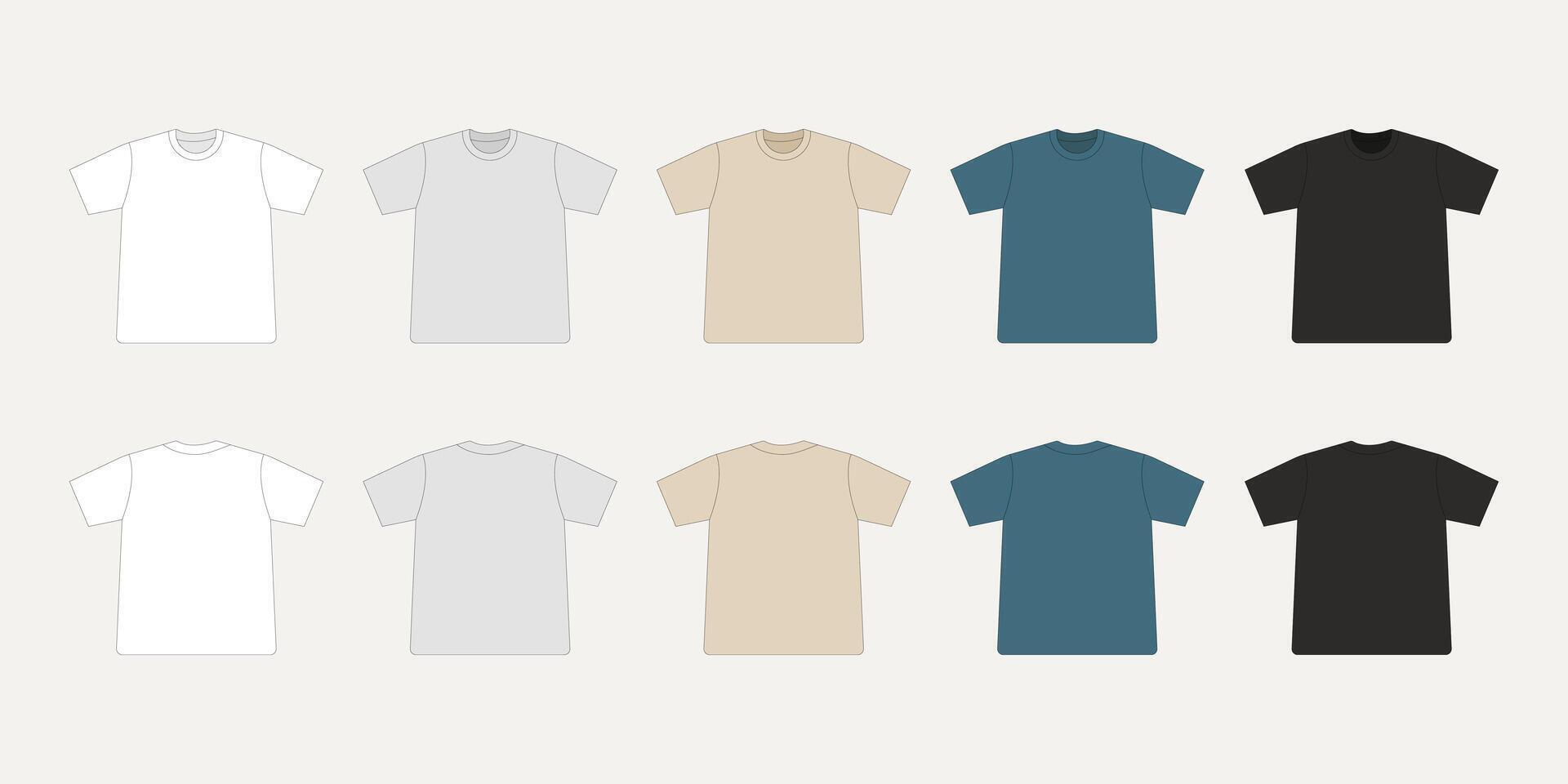 T-shirt mockup template. Front and back view. illustration vector