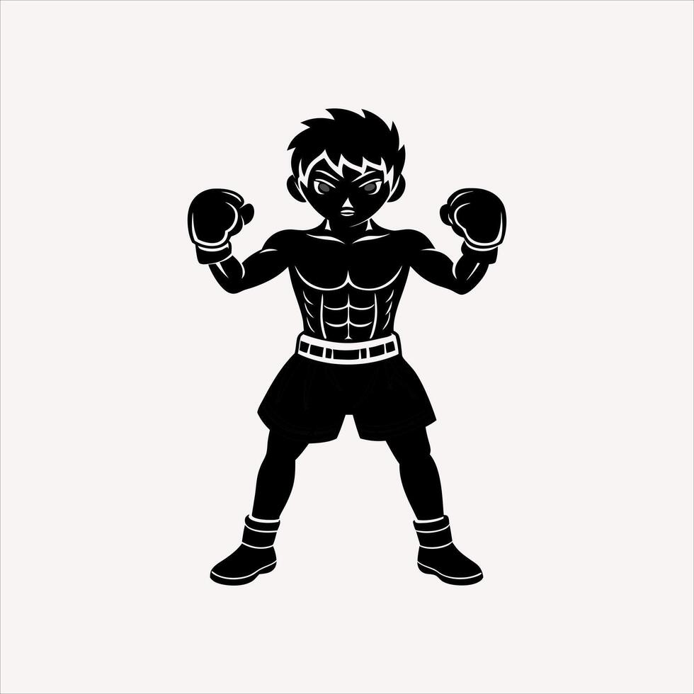 A boxer silhouette on white background vector