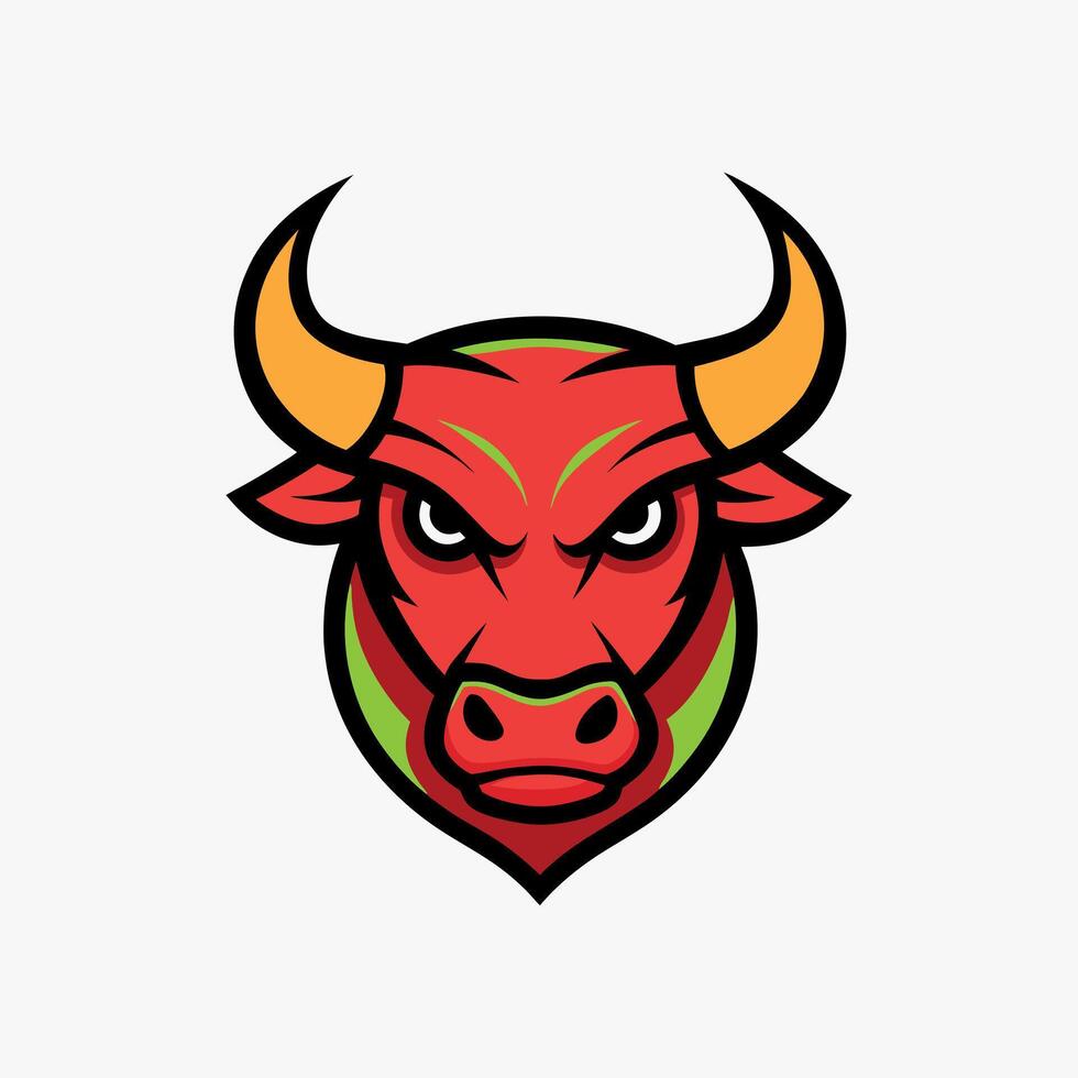 Bull Head Mascot Logo Icon Design on White Background Powerful and Aggressive Symbol vector