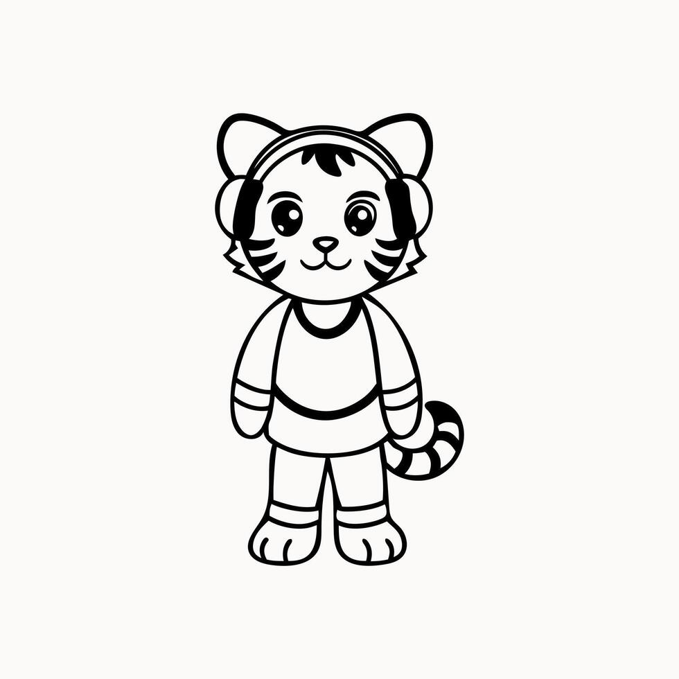 Cute little tiger isolated on white background vector