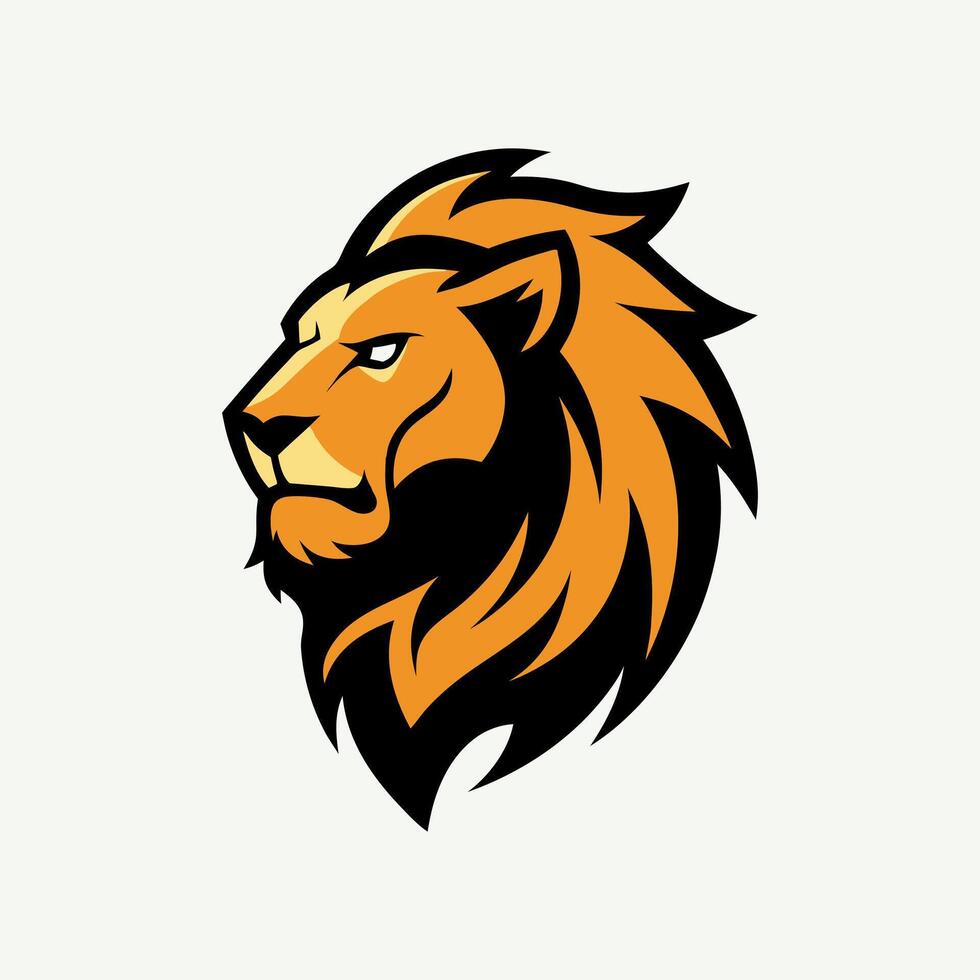 Lion Head Mascot Logo Icon Design on White Background Powerful Bold Symbol vector