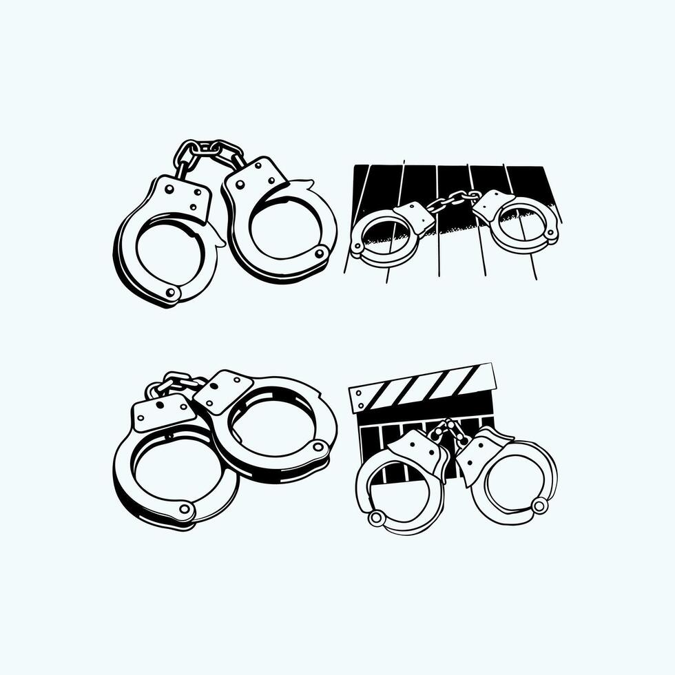 Handcuff on white background vector