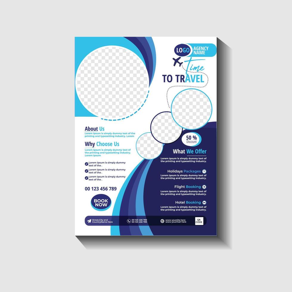 Minimal design travel agency flyer template vector