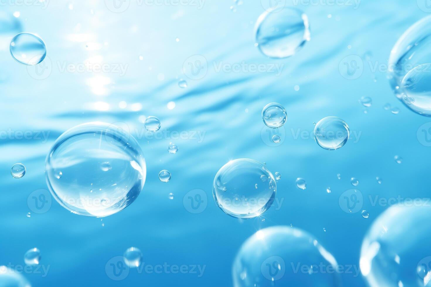 Water bubbles floating in the air photo
