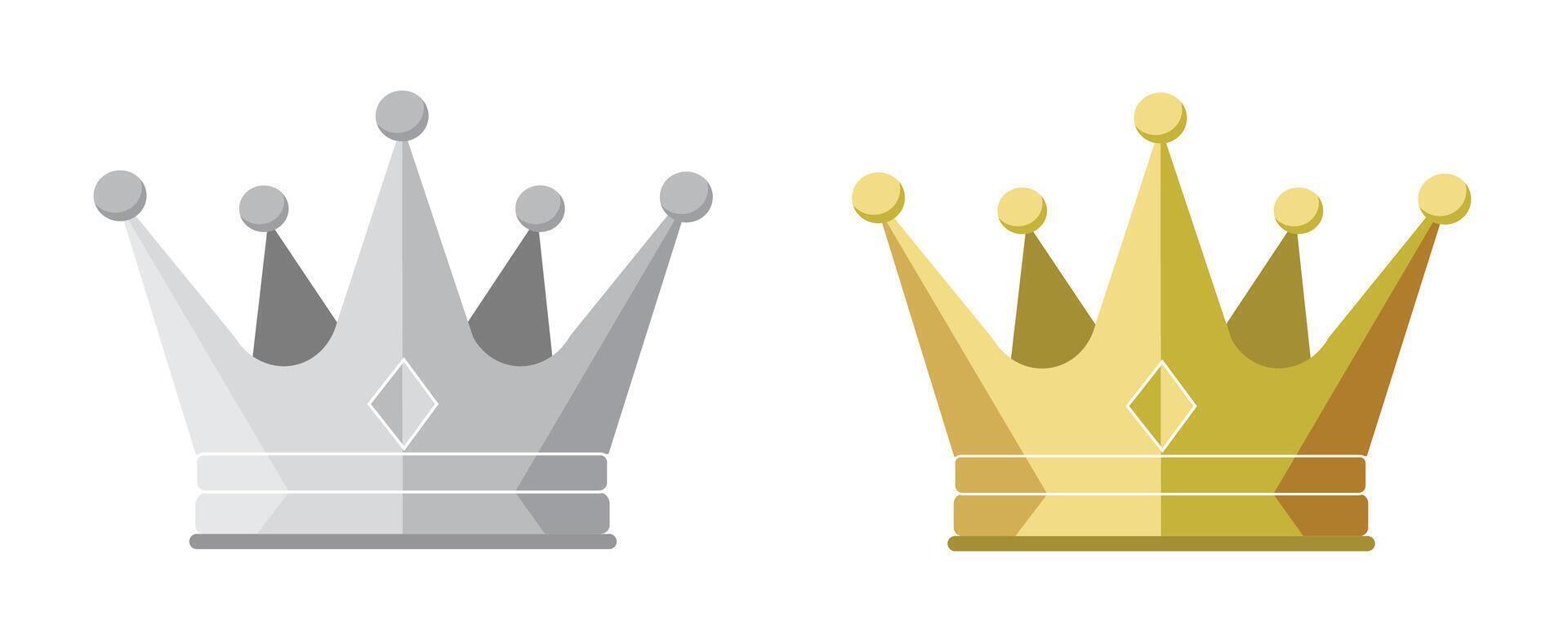 golden and silver crown on white background vector