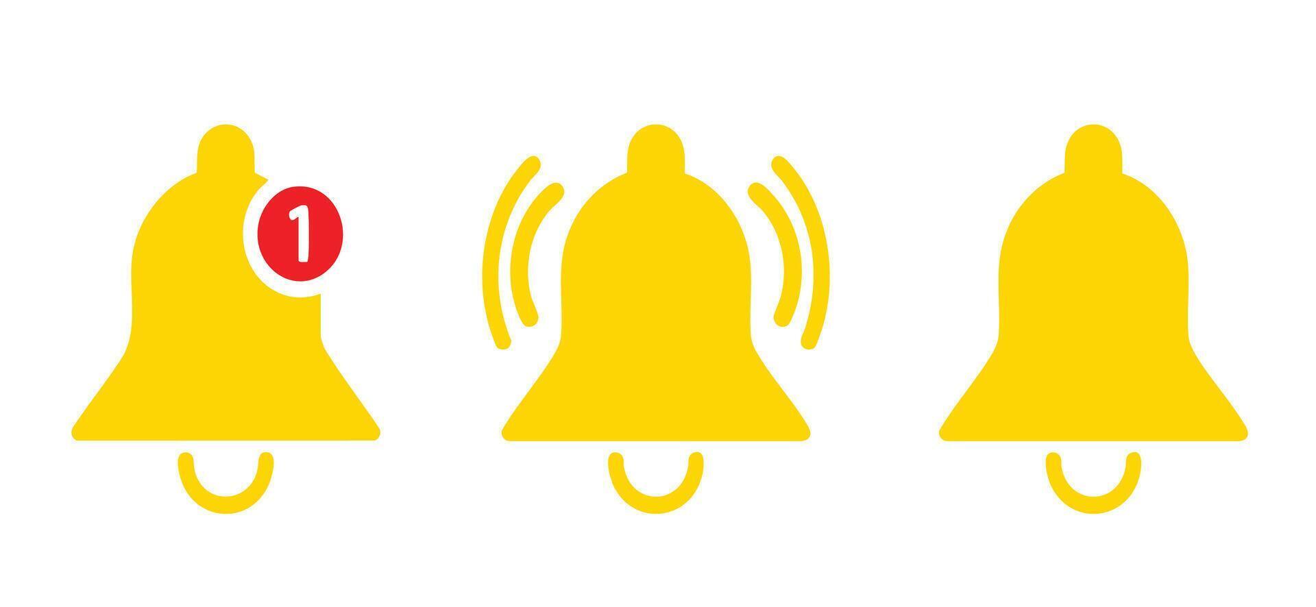 art illustration of gold notification bell icon vector