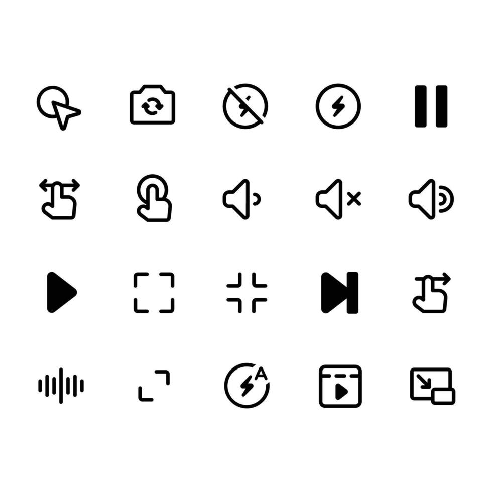 Essential Audio Control Icons Pack for UI vector