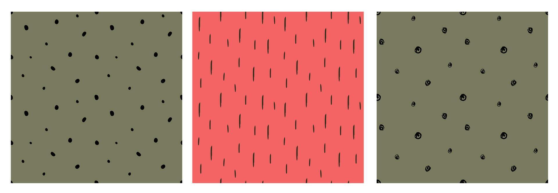 Set of seamless patterns with ink black dots vector