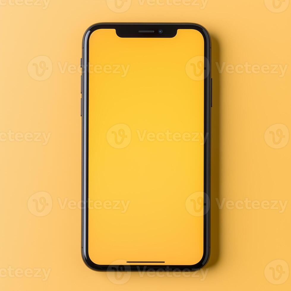 Iphone x mockup on yellow background photo