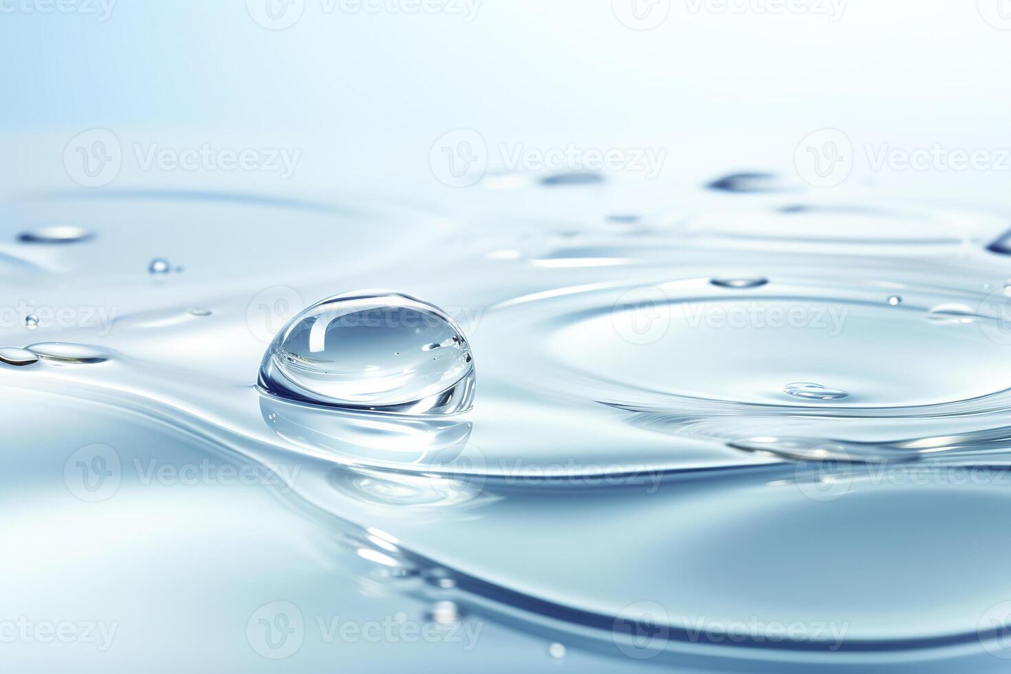 Water droplets on a surface with blue background photo