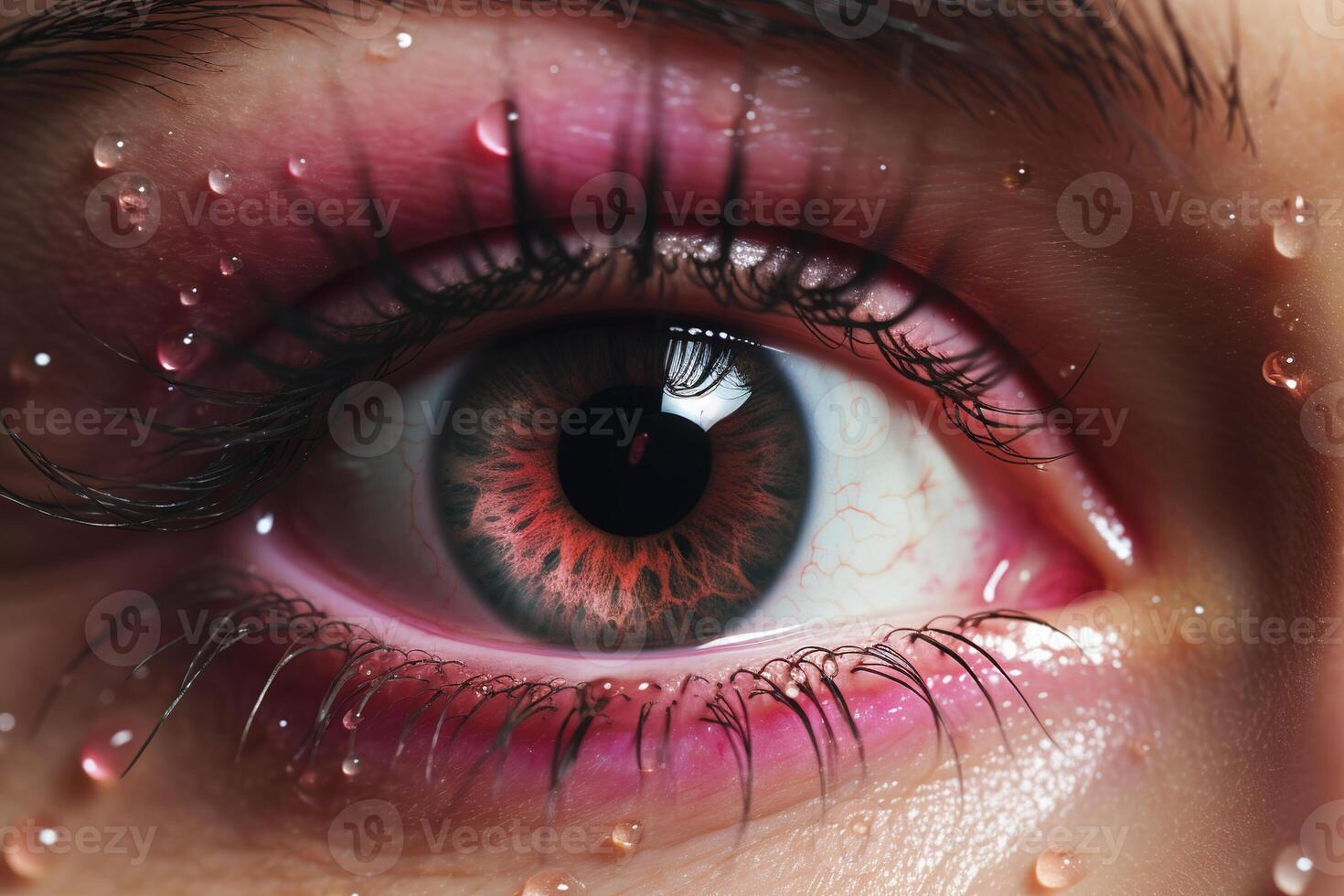 A woman's eye with water droplets on it photo