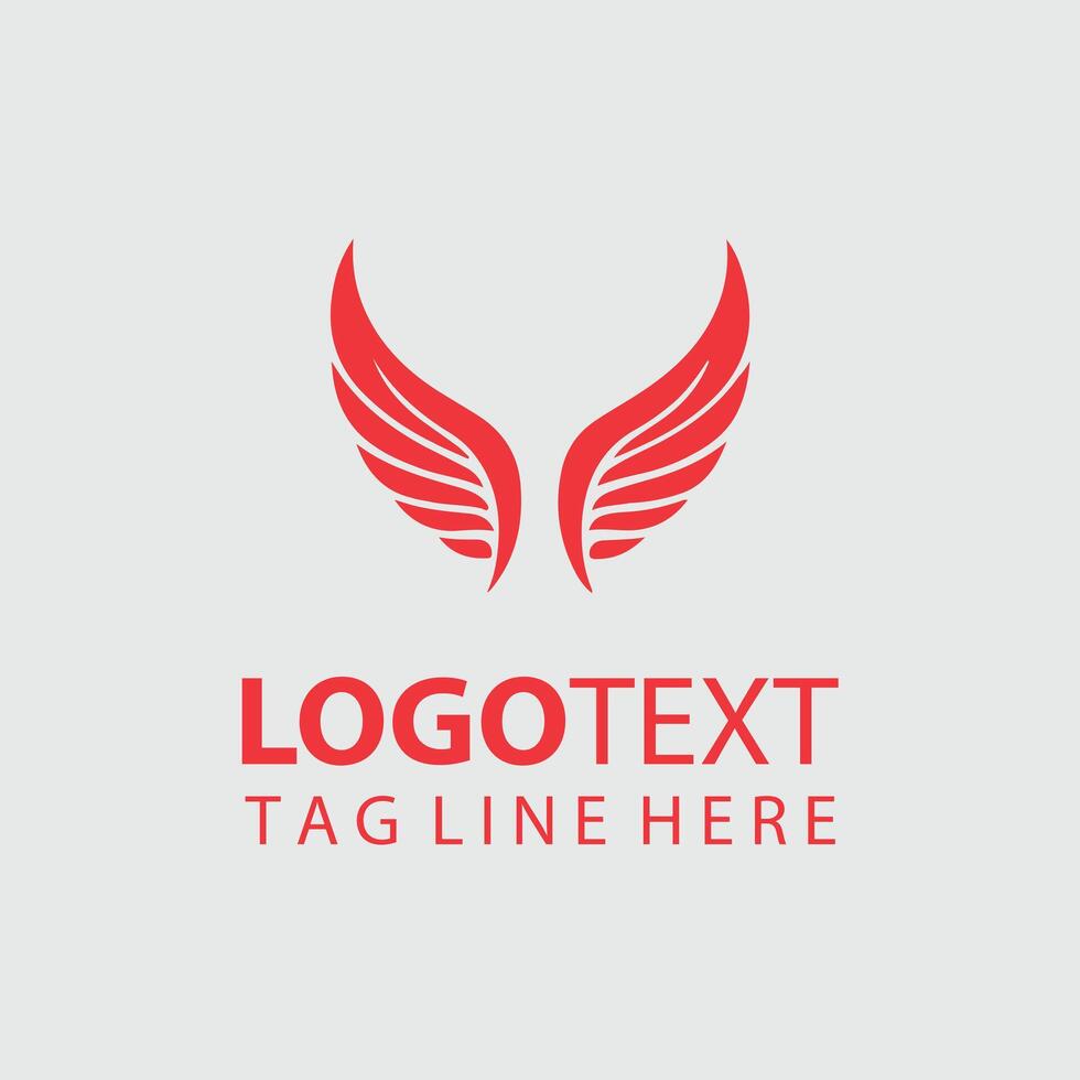 Feather Rush Wings Logo Design vector