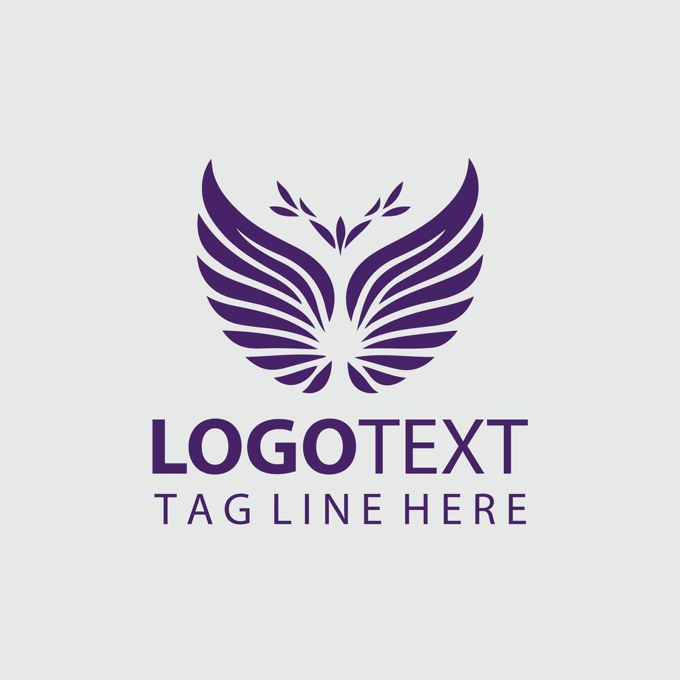 Feather Force Wings Logo Design vector