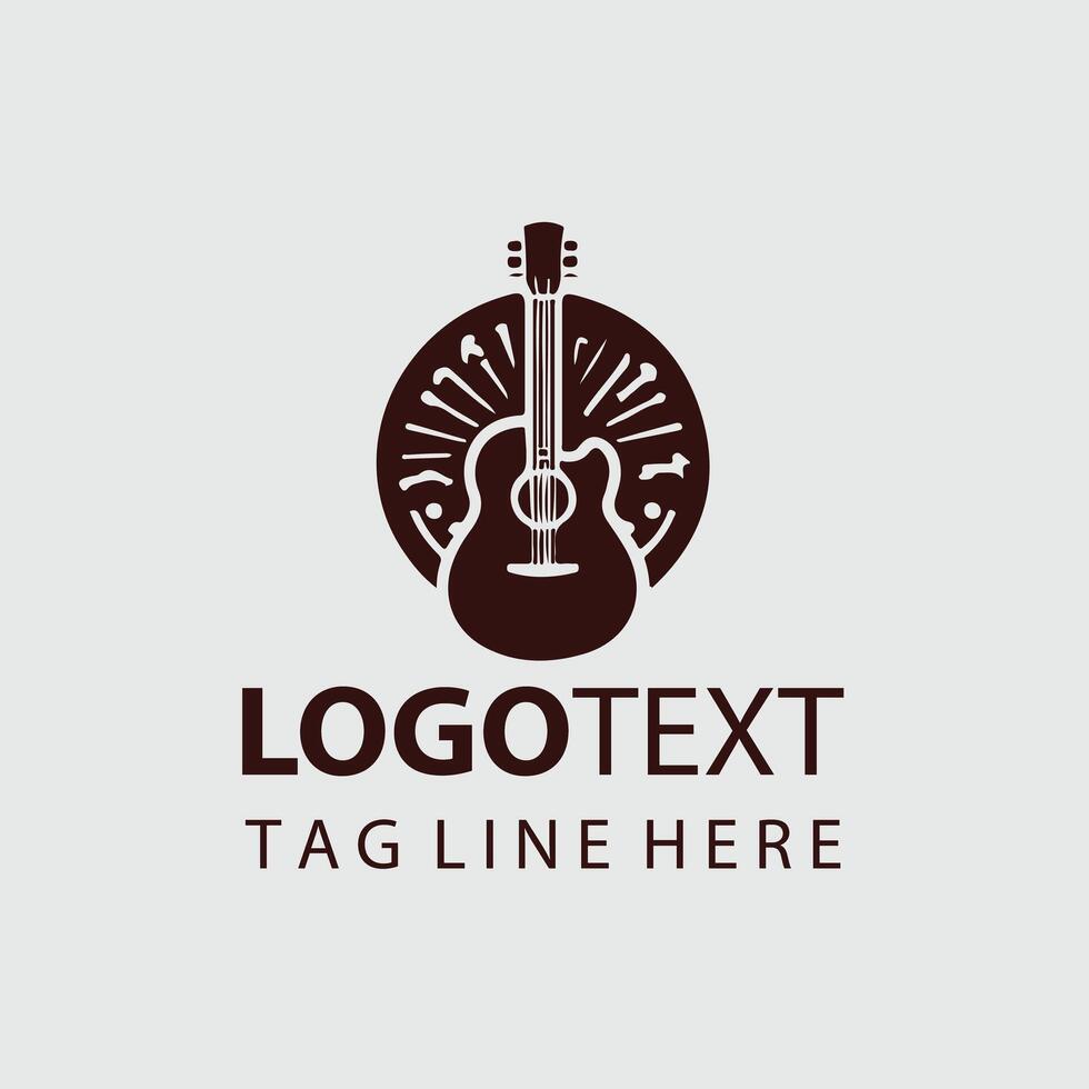 Chord Crafted Guiter Logo Design vector