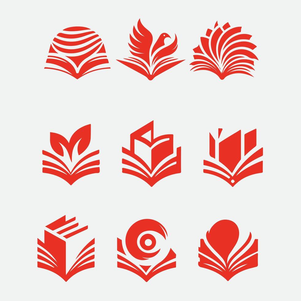Leaf Abstract book page Collection Logo Design vector