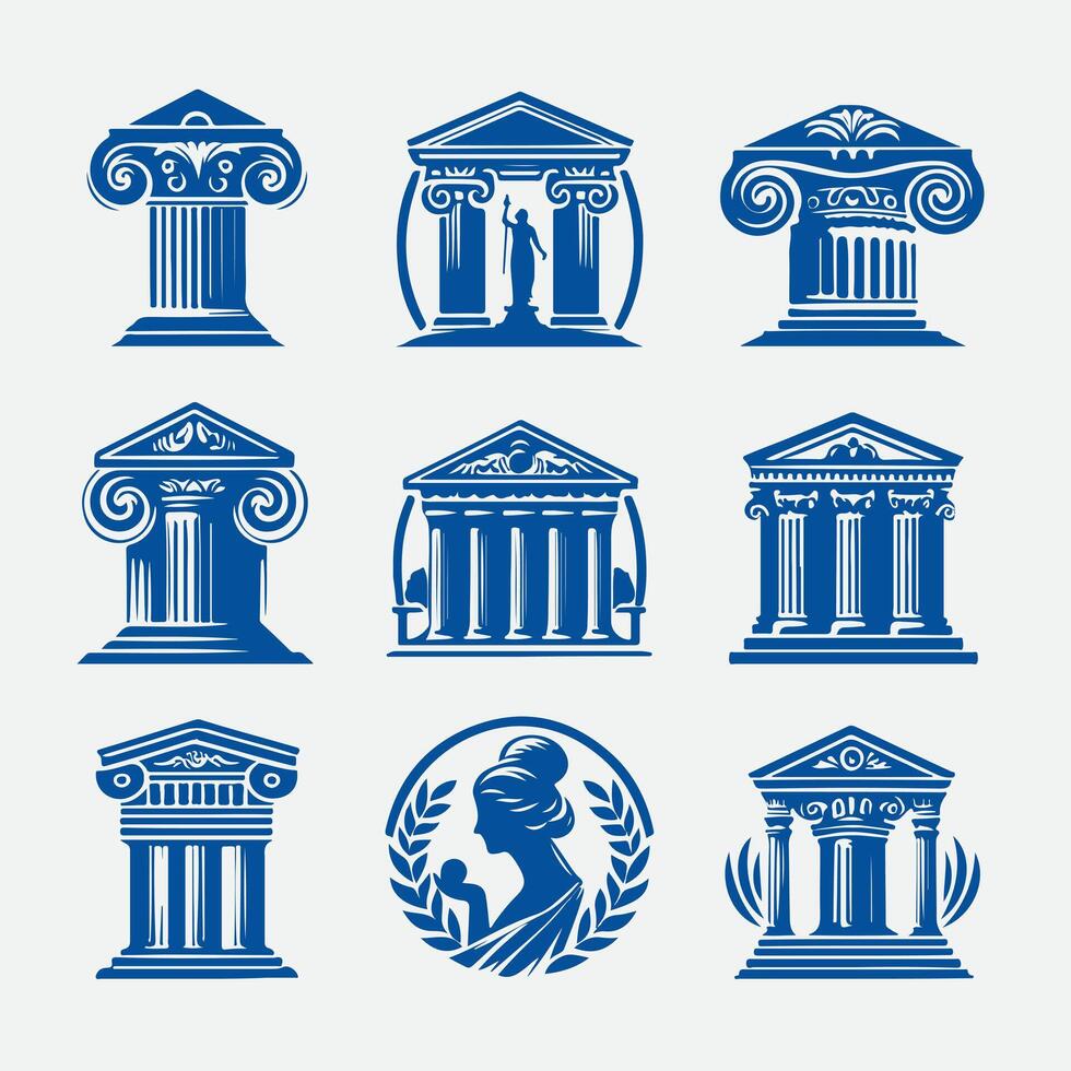 Pillar Elegance Classical Cloumn Collection Logo vector