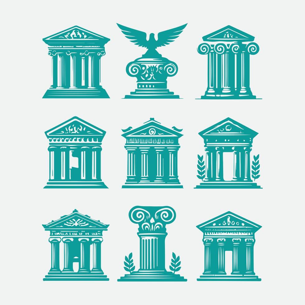 Ancient Stone Classical Cloumn Collection Logo vector