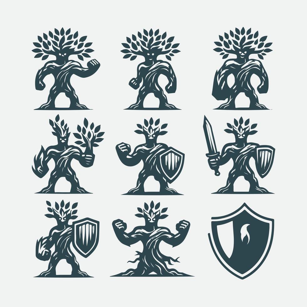 Natures Herald Mascot Trees Collection Logo vector