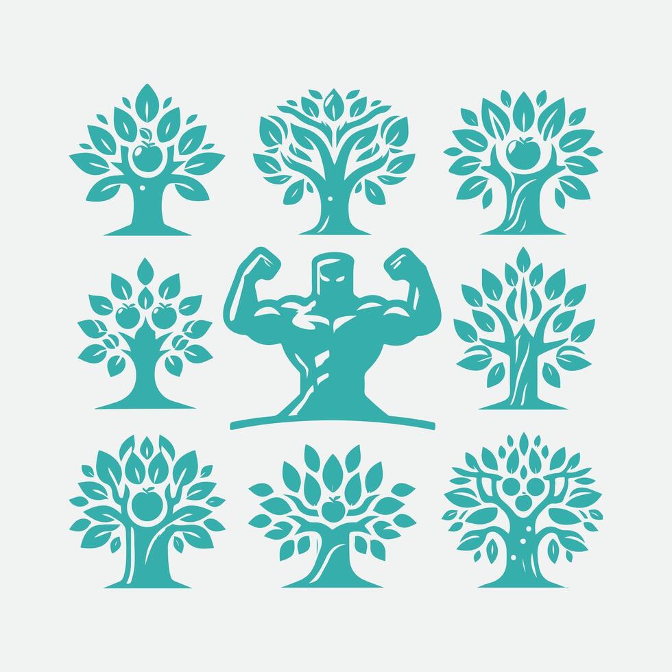 Evergreen Pal Mascot Trees Collection Logo vector