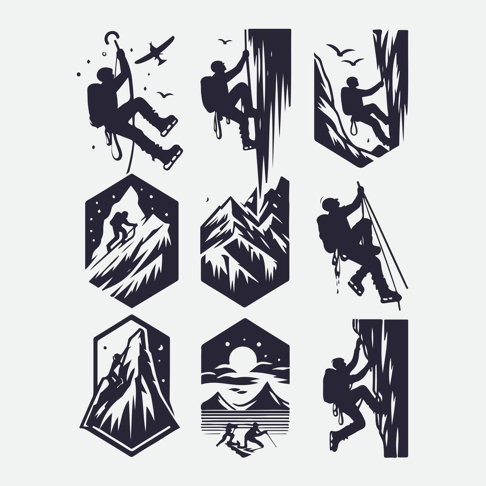 Glacier Rush Ice Climbing Collection Logo Design vector