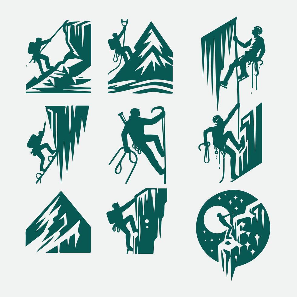 Frozen Ridge Ice Climbing Collection Logo Design vector