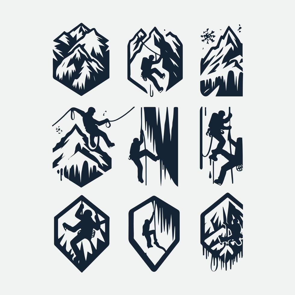 Alpine Frost Ice Climbing Collection Logo Design vector