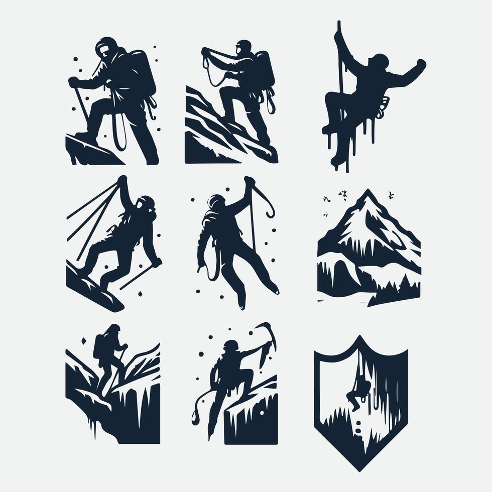Ascend Ice Climbing Collection Logo Design vector
