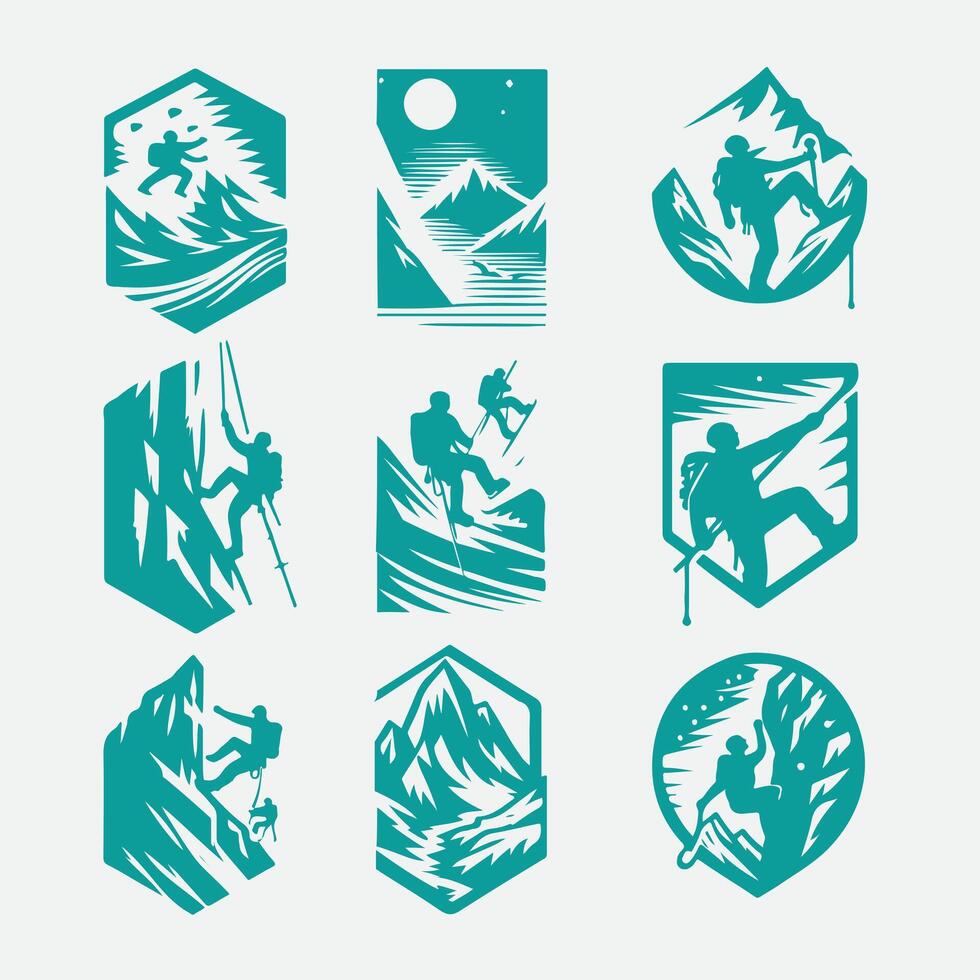 Peak Ice Climbing Collection Logo Design vector