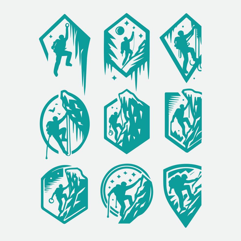 Crystal Edge Ice Climbing Collection Logo Design vector