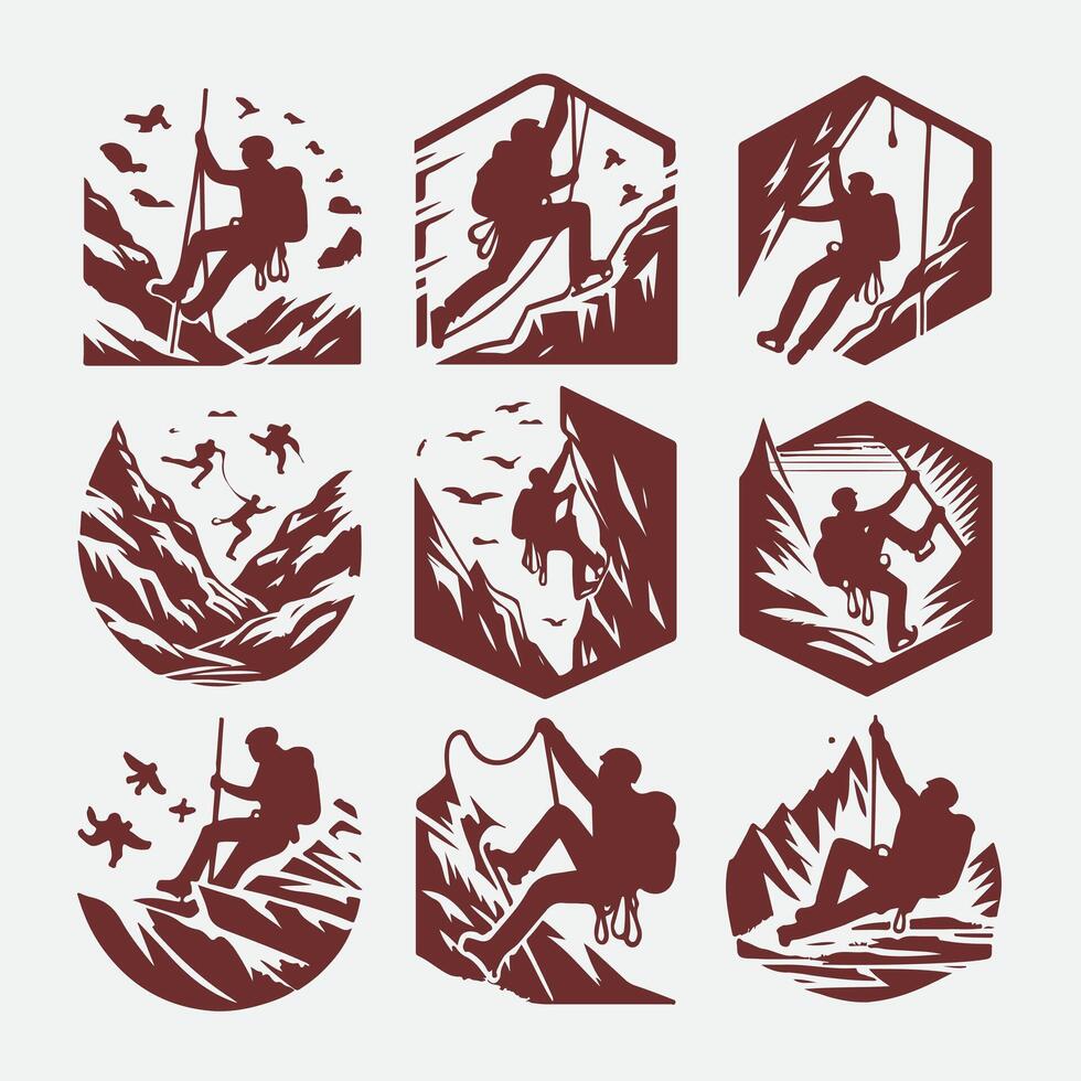 Glacier Ice Climbing Collection Logo Design vector