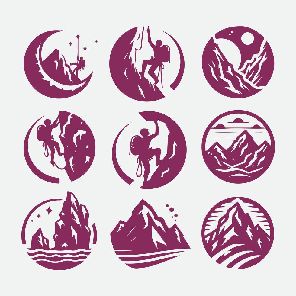 Apex Ascend Rock Climbing Collection Logo Design vector