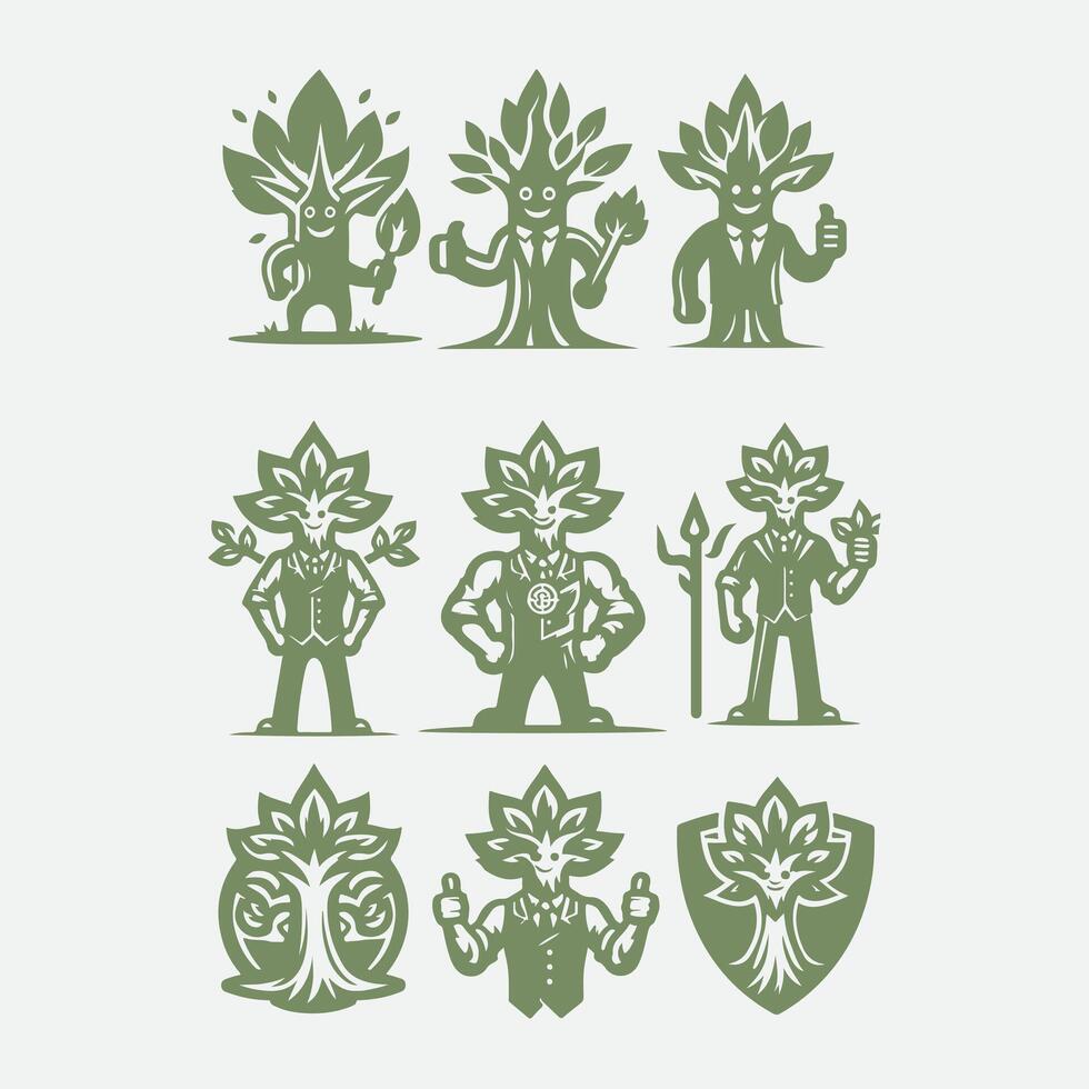 Acorn Admiral Mascot tree collection logo vector