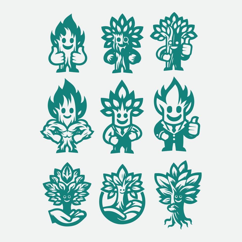 Noble Pine Mascot tree collection logo vector