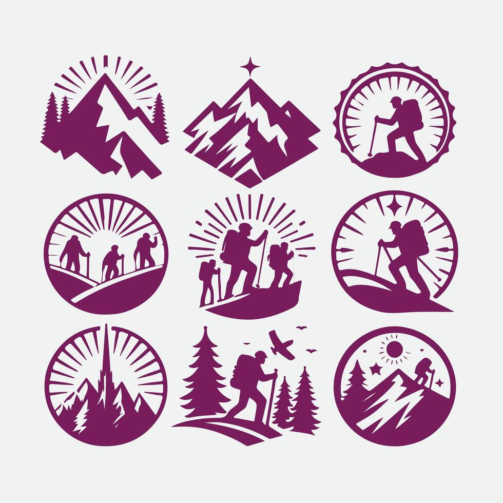 Peak Pursuit Mountaineering Collection Logo Design vector