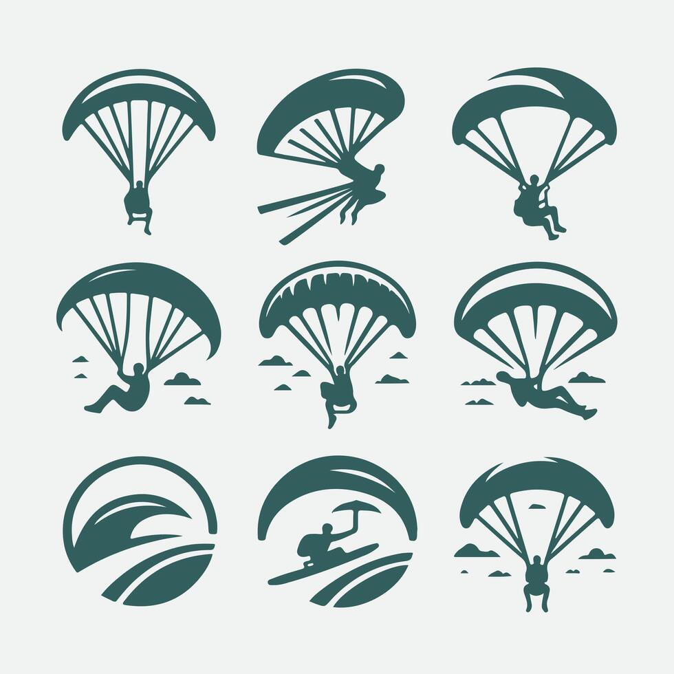 Sky Sail Paragliding Collection Logo Design vector