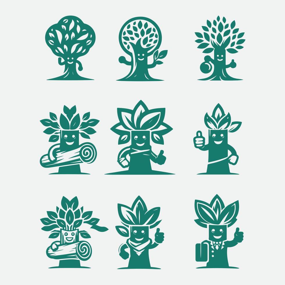 Spruce Spirit Mascot tree collection logo vector