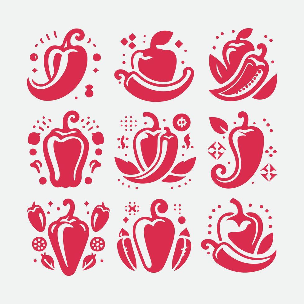 Zesty Pepper Co Pepper collection logo vector
