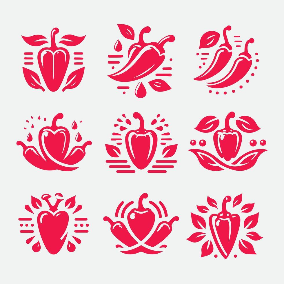 Spice Fire Pepper collection logo vector