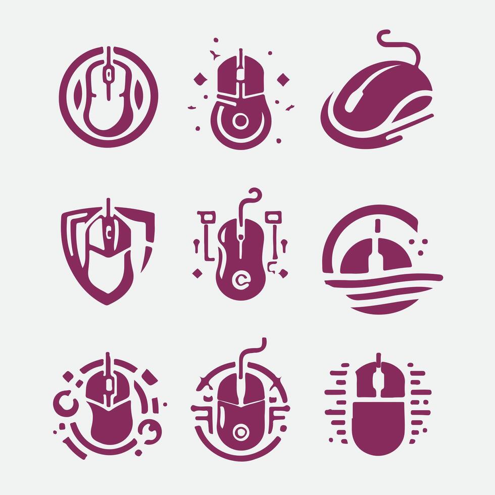 Glide Tech Computer mouse collection logo vector