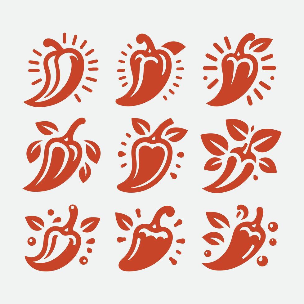 Spicy Roots Pepper collection logo vector
