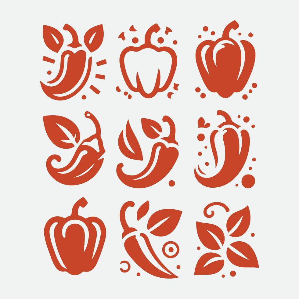 Fiery Flavor Pepper collection logo vector