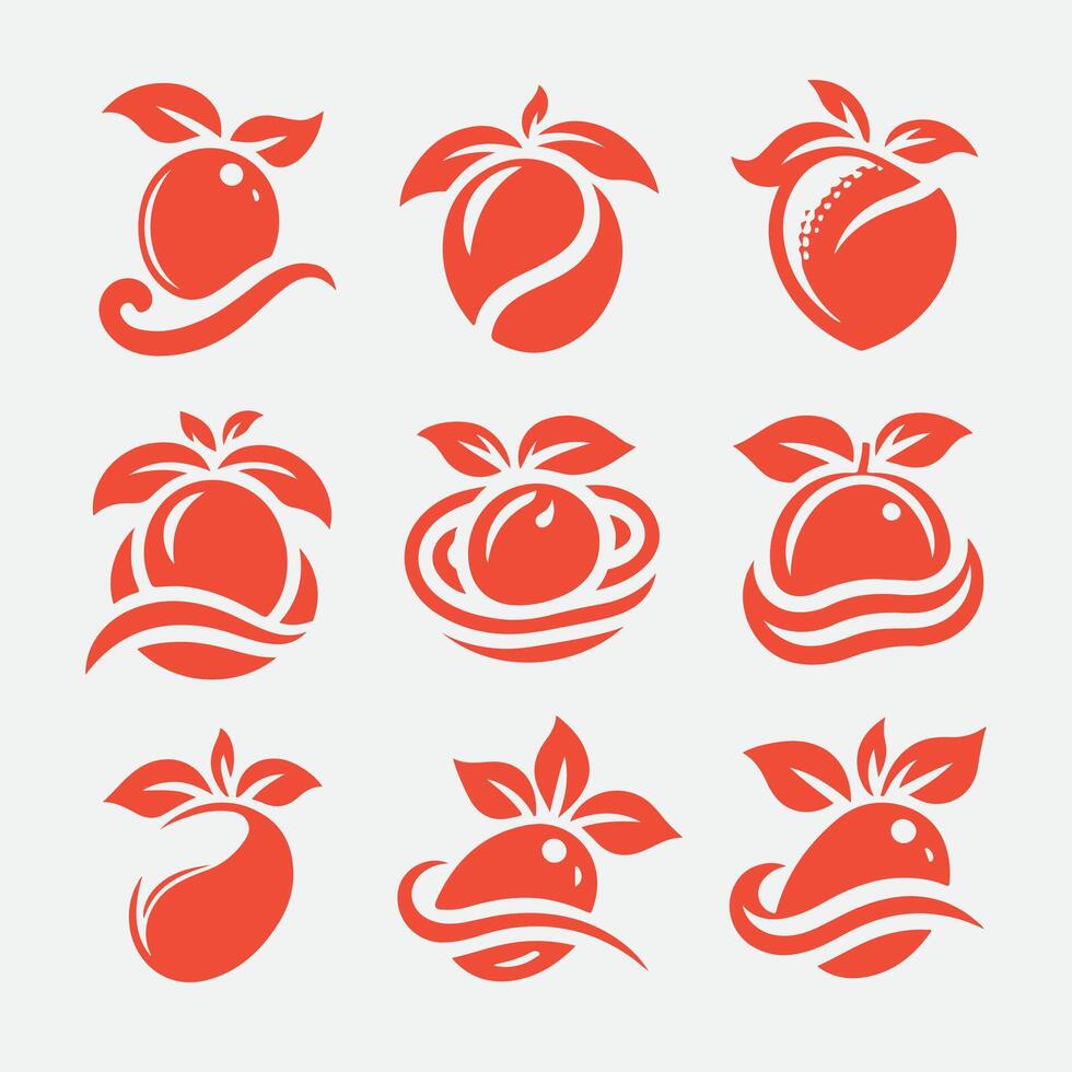 Ripe Apricot Apricot collection logo vector