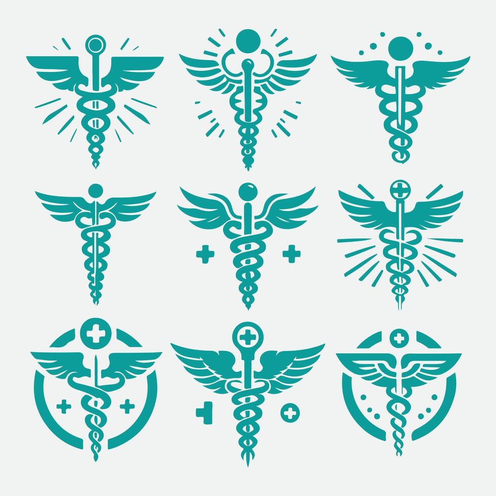 Caduceus Crest Caduceus symbol collection logo vector