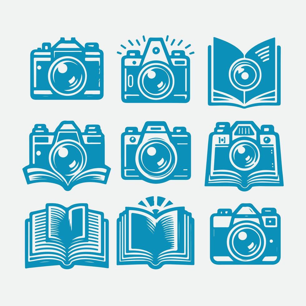 Focused Reads Camera books collection logo vector