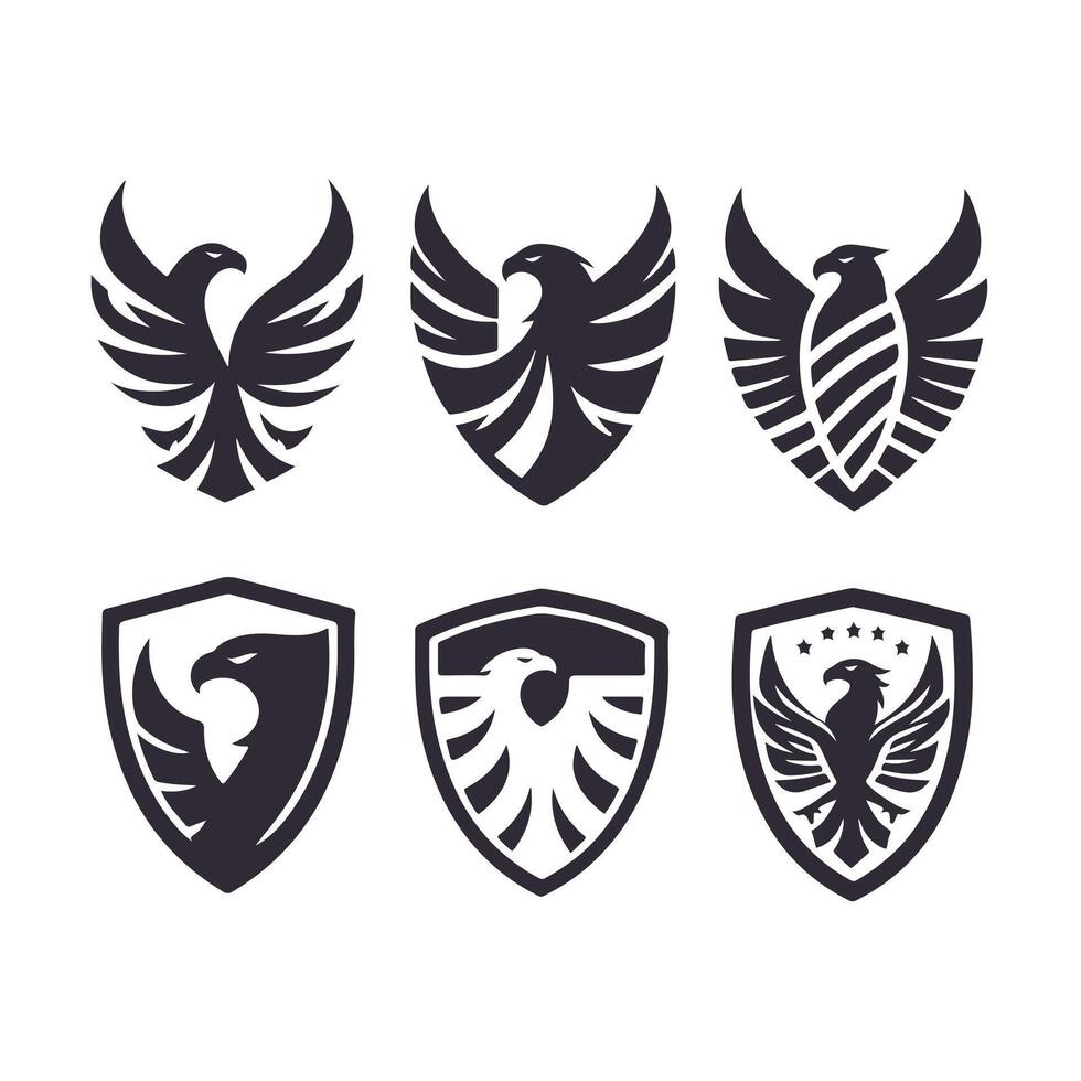 Shielded Flight Eagle Shield collection logo vector