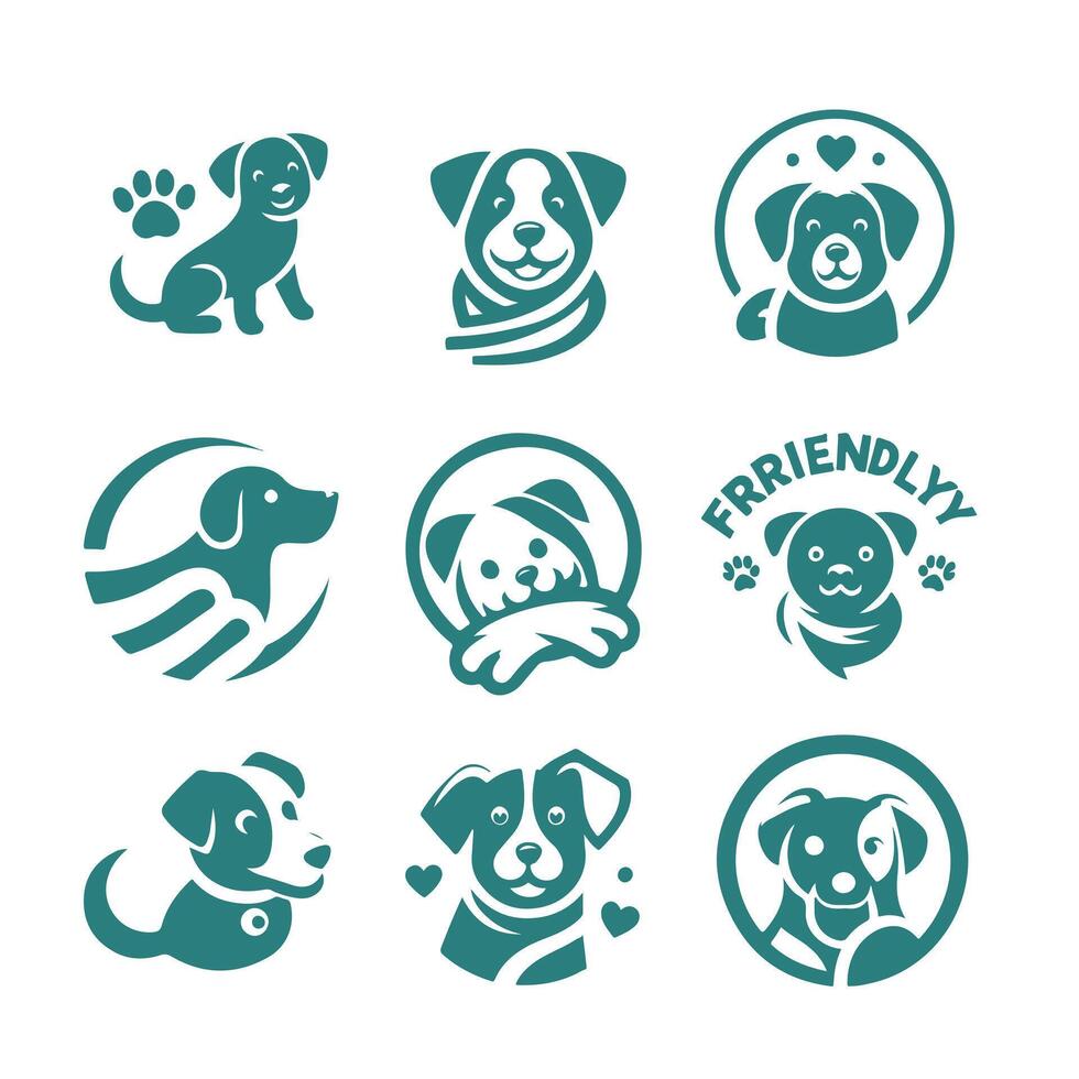 Wagging Buddy Friendly Dog collection logo vector