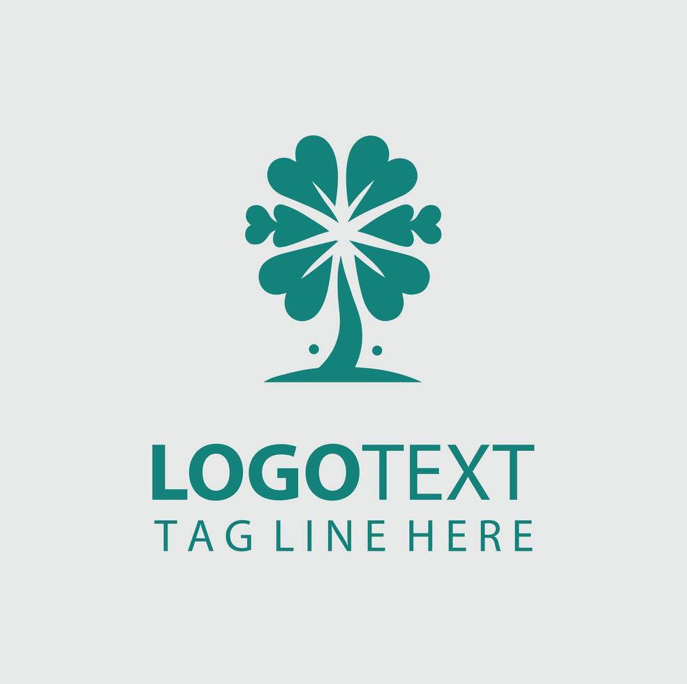 Clover Moon Shamrock Trees logo vector