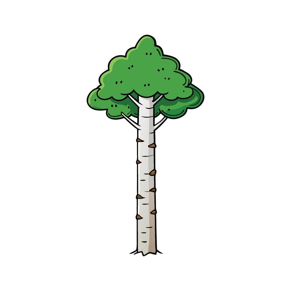 Detailed Outline of Birch Tree Design vector