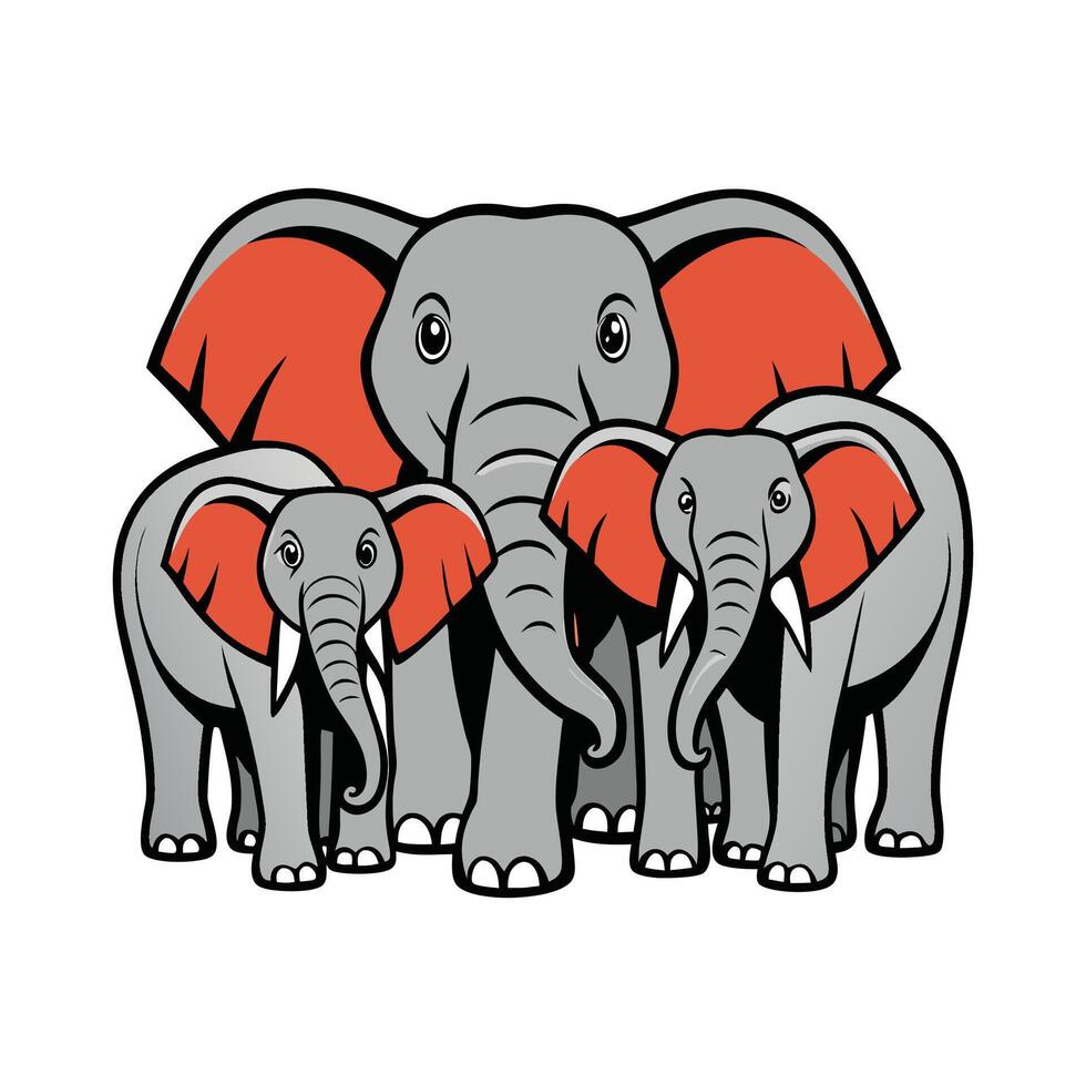 Elephant Herd Outline Artistic Design vector