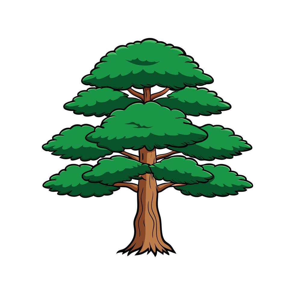 Bold Outline of Japanese Cedar Tree vector